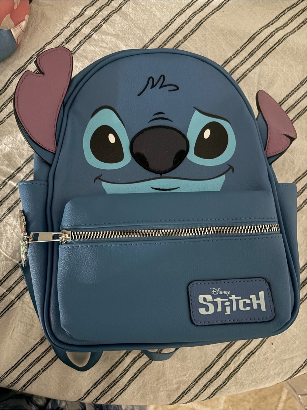 Disney Stitch Mini Backpack in Blue with Purple Ear Accents